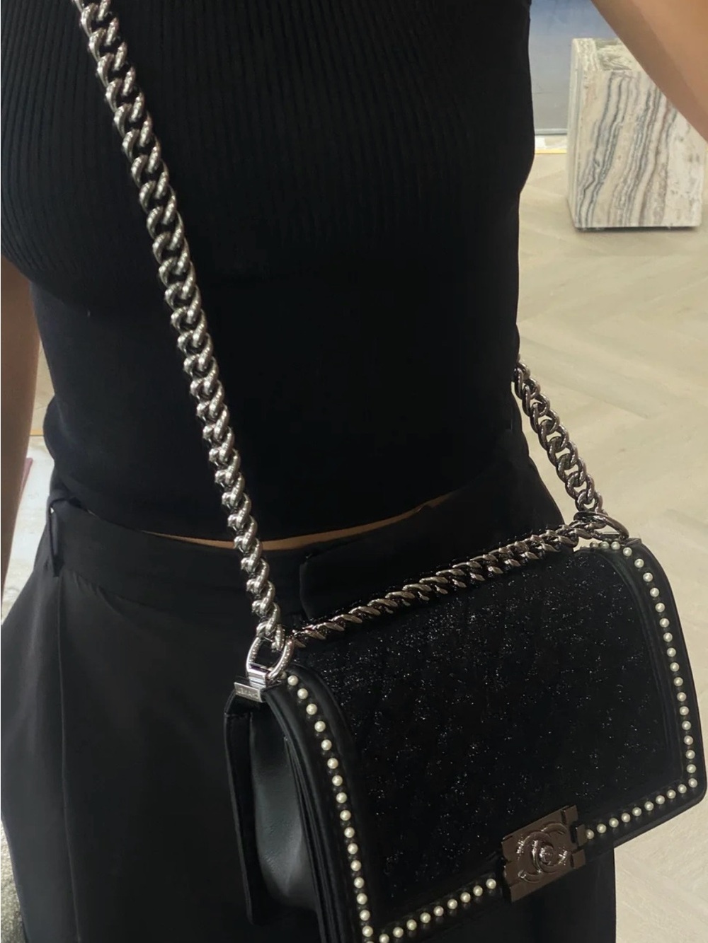 Chanel Studded Chain-Handle Shoulder Bag